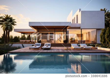 Minimalist cubic house exterior 108641886