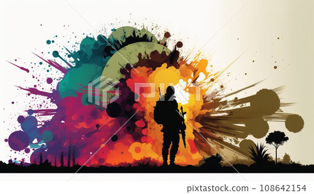 Image of a soldier going to the front line 108642154