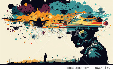 Image of a soldier going to the front line Image of a soldier going to the front line 108642159