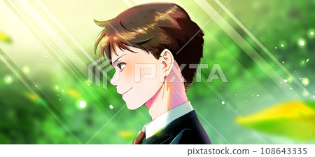 簡介學生或工人插畫背景新鮮綠色人物中心 108643335