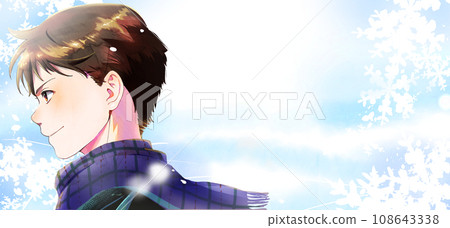 簡介學生或工人插圖背景冬季，右側有空間 108643338