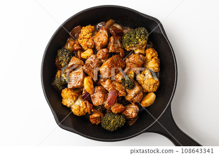 pork bites steak on white background 108643341