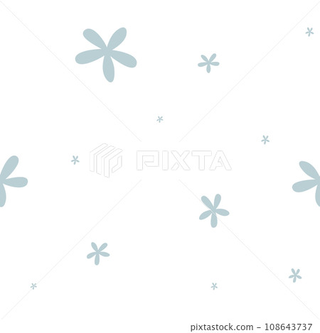 Hand drawn vector abstract seamless pattern ,simple minimalistic snowflakes isolated on white background.Design for wrapping paper,fabric,journaling,decoration,greeting.Happy winter holidays concept. 108643737