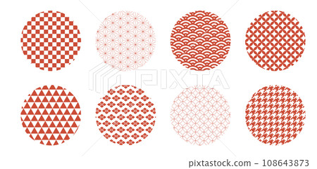 Japanese pattern background material drawn in a circle, red 108643873