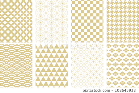 Golden Japanese pattern set 108643938