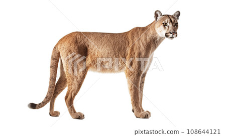 白色背景上的美洲獅 白色背景上的美洲獅 108644121