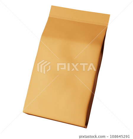 Brown pouch bag coffee beans branding isolated 3D rendering. Merchandise packaging logo design promo. Product template Brown pouch bag coffee beans branding isolated 3D rendering. Merchandise packaging logo design promo. Product template 108645291