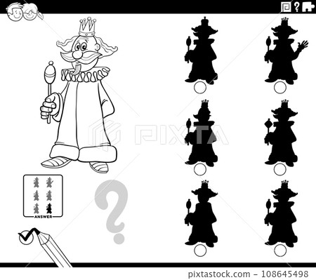 shadows game with cartoon king character coloring page 108645498