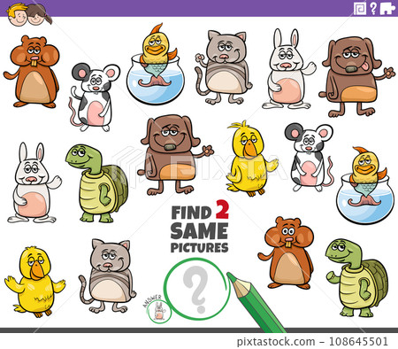 find two same cartoon pets educational activity find two same cartoon pets educational activity 108645501