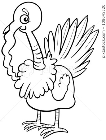 cartoon turkey bird farm animal character coloring page 108645520