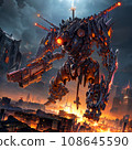 Giant robot destroying the city (AI illustration) 108645590