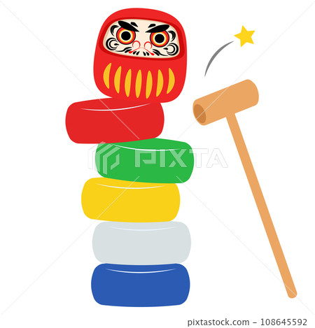 Illustration material of daruma dropping and hitting Illustration material of daruma dropping and hitting 108645592