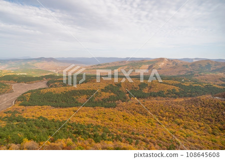 The autumn landscape of the mountain valley is an amazing, beautiful place at any time of the year. Hiking. Nature 108645608