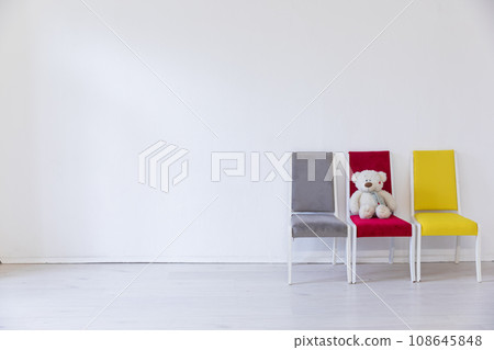 bright room with chairs grey red yellow with bright room with chairs grey red yellow with 108645848