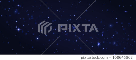 Concept of web banner. Magic color galaxy. Horizontal space background with realistic nebula, stardust and shining stars. Infinite universe and starry night sky. 108645862
