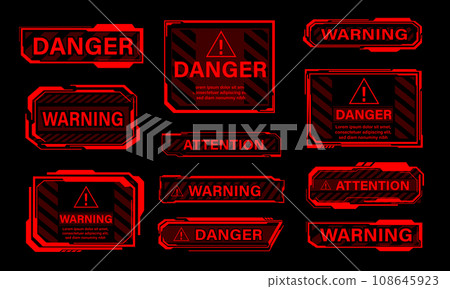 Red cyber dangerous banner elements on black design ultramodern futuristic vector Red cyber dangerous banner elements on black design ultramodern futuristic vector 108645923