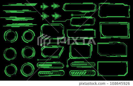 Green line cyber interface elements holographic on black design ultramodern futuristic vector Green line cyber interface elements holographic on black design ultramodern futuristic vector 108645926