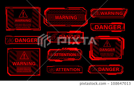 Red cyber dangerous banner elements on black design ultramodern futuristic vector Red cyber dangerous banner elements on black design ultramodern futuristic vector 108647013