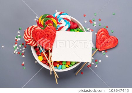 Candy sweets and copy space for your greetings Candy sweets and copy space for your greetings 108647443