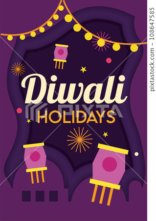 Diwali poster Traditional indian celebration Vector 108647585