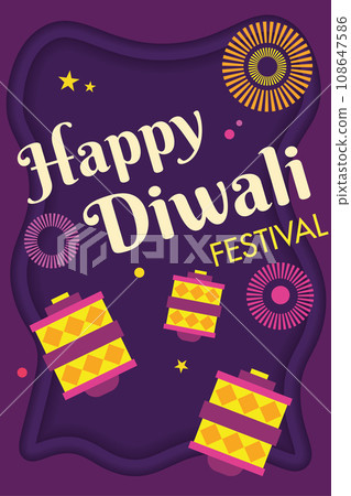 Diwali poster Traditional indian celebration Vector 108647586