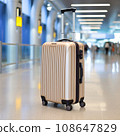Airport luggage. Forgotten travel bag in the airport. 108647829