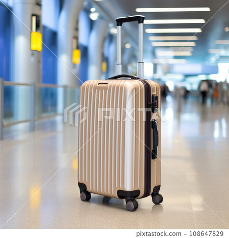 Airport luggage. Forgotten travel bag in the airport. 108647829