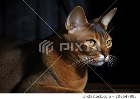 Portrait of a cute cat looking away. Abyssian cat. 108647993