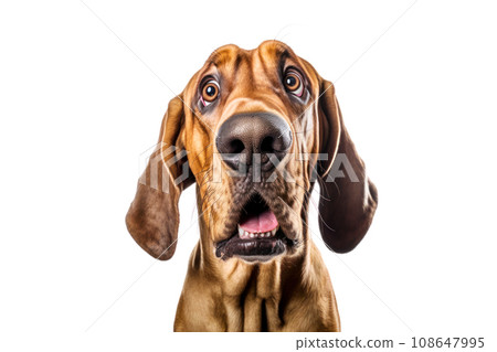 Portrait of curious Bloodhound dog isolated on white background 108647995