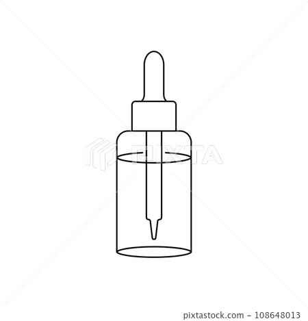 Bottle with a dropper. Vector line icon. Illustration and drawing on white background. Bottle with a dropper. Vector line icon. Illustration and drawing on white background. 108648013