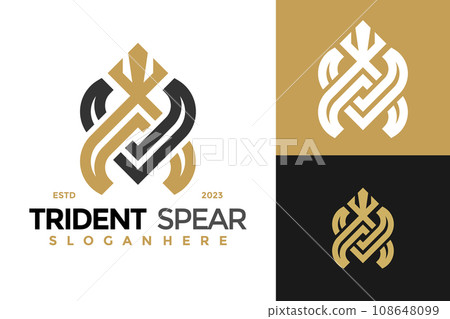 Letter VAor AV Trident Spear Logo design vector symbol icon illustration 108648099