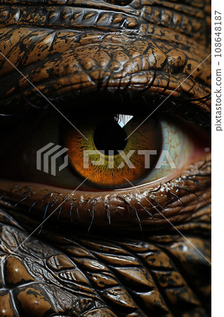 Hybrid Gaze Where Reptilian Patterns Meet Human Curiosity. AI generation 108648187