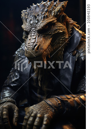 Fierce Crocodile-Skin Humanoid Commands Attention with Bold Imagination. AI generation Fierce Crocodile-Skin Humanoid Commands Attention with Bold Imagination. AI generation 108648193