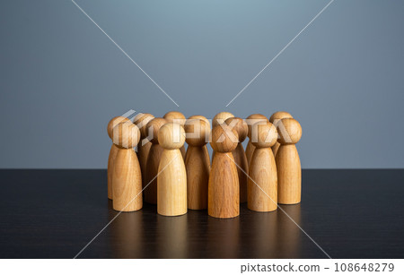 Stands alone group of people figurines. Society concept. Communication. Population and citizens. Large group. Community. Human resource, search for candidates. Stands alone group of people figurines. Society concept. Communication. Population and citizens. Large group. Community. Human resource, search for candidates. 108648279