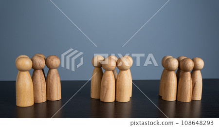 Three groups of people. Division into categories based on characteristics and test results. Experiments and testing of study groups. Rivalry. Division and organization of staff. Segmentation. 108648293