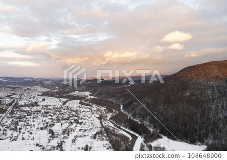 Aerial view of winter mountains. 108648900