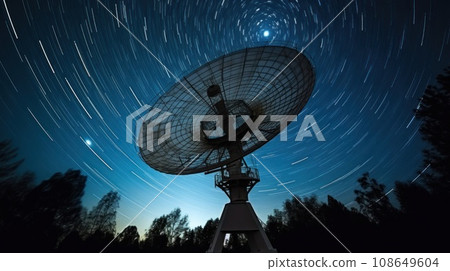 Huge radio telescope aimed directly into sky in middle of deserted desert catching signals Huge radio telescope aimed directly into sky in middle of deserted desert catching signals 108649604