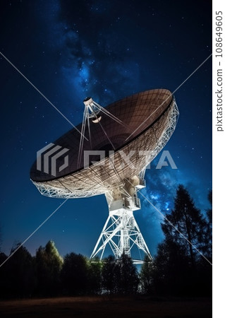 Huge radio telescope aimed directly into sky in middle of deserted desert catching signals Huge radio telescope aimed directly into sky in middle of deserted desert catching signals 108649605