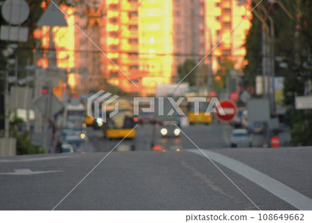 Blurred City Road With Cars Traffic At Sunny Day Blurred City Road With Cars Traffic At Sunny Day 108649662
