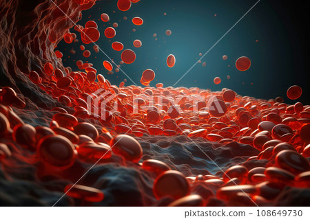 Blood hemoglobin red medical concept macro close-up. AI generated. Blood hemoglobin red medical concept macro close-up. AI generated. 108649730