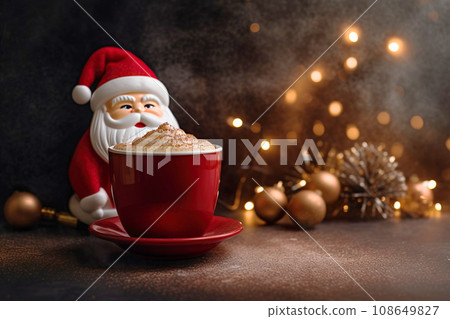 Christmas New Year Santa Claus in a festive interior with a fireplace reads children's letters. Christmas New Year Santa Claus in a festive interior with a fireplace reads children's letters. 108649827