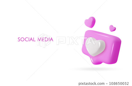Icon like, great design for any purposes. Internet application. Chat message icon. 3d illustration. Web banner. Social media like icon concept. Icon like, great design for any purposes. Internet application. Chat message icon. 3d illustration. Web banner. Social media like icon concept. 108650032