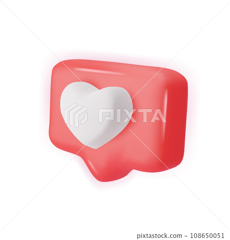 3d vector icon message dialog button with heart. Realistic Elements for design. Isolated object on white background 3d vector icon message dialog button with heart. Realistic Elements for design. Isolated object on white background 108650051
