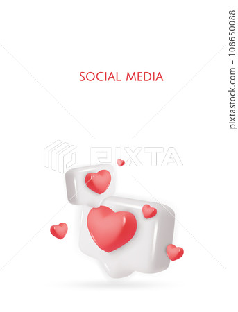 Icon like, great design for any purposes. Internet application. Chat message icon. 3d illustration. Web banner. Social media like icon concept. 108650088