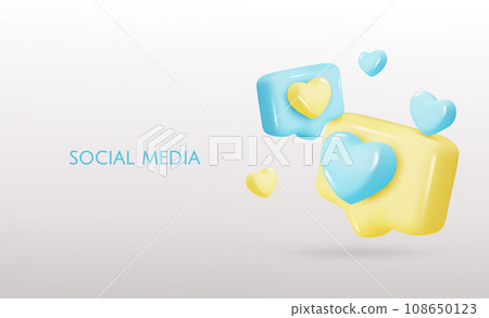 3d vector icon message dialog button with heart. Realistic Elements for design. Isolated object on white background 3d vector icon message dialog button with heart. Realistic Elements for design. Isolated object on white background 108650123
