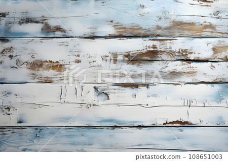 White blue rustic wood texture. Weathered shabby wooden background 108651003