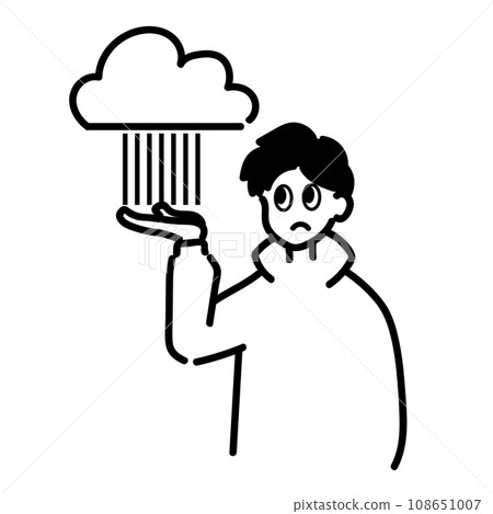 A man checking rain clouds with a frown on his face 108651007