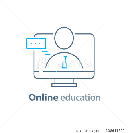 online learning courses,Educational resources vector line icon set,distant education, e-learning tutorials 108651221