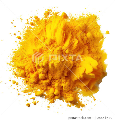 Yellow Holi, Holli, Holly. bright splash isolated 108651649