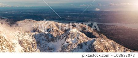 Mountains covered in Snow near Vancouver, BC, Canada. Aerial 108652078
